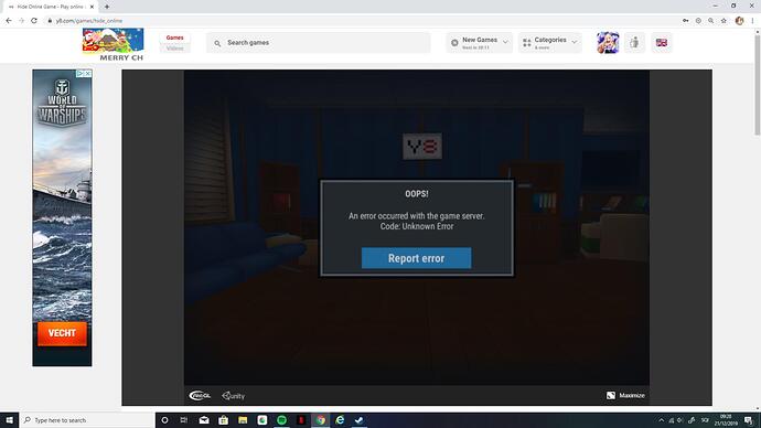 Error hide online - Players - Forum - Y8 Games